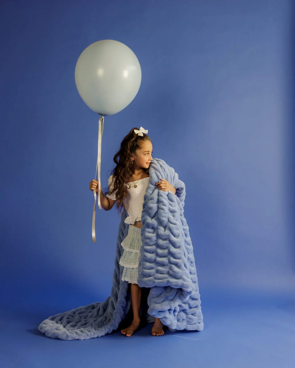 Hugs Light Caribbean Blue Blanket - Image 3