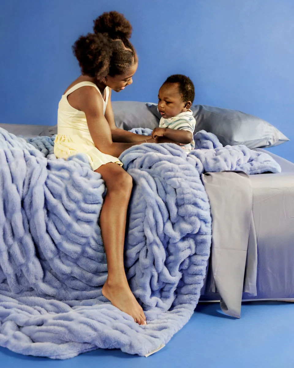 Hugs Light Caribbean Blue Blanket - Image 4