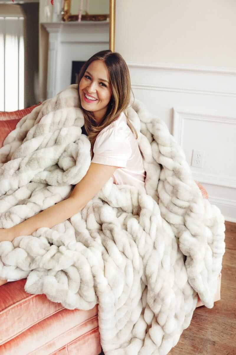 Hugs Sophia Cream Gingham Blanket